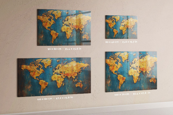 Pizarra magnética de cristal Mapa decorativo del mundo