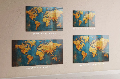 Pizarra magnética de cristal Mapa decorativo del mundo