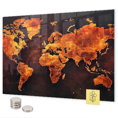 Pizarra magnética de cristal Mapa del mundo