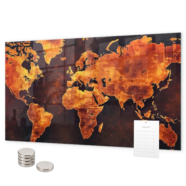 Pizarra magnética de cristal Mapa del mundo
