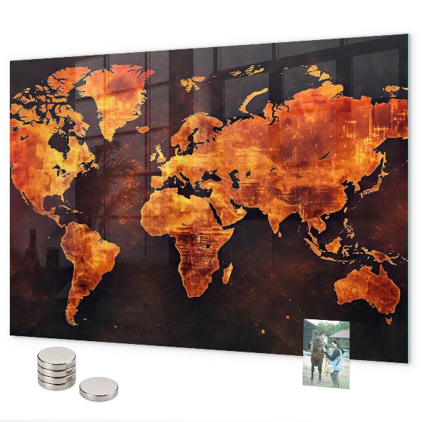 Pizarra magnética de cristal Mapa del mundo