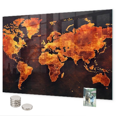 Pizarra magnética de cristal Mapa del mundo