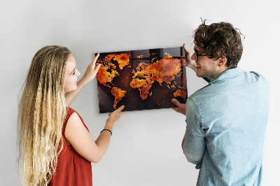 Pizarra magnética de cristal Mapa del mundo