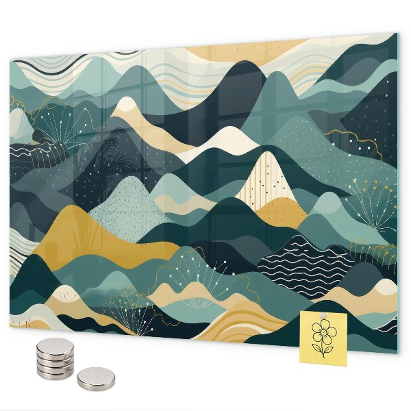 Pizarra magnética de cristal Montañas ilustrativas