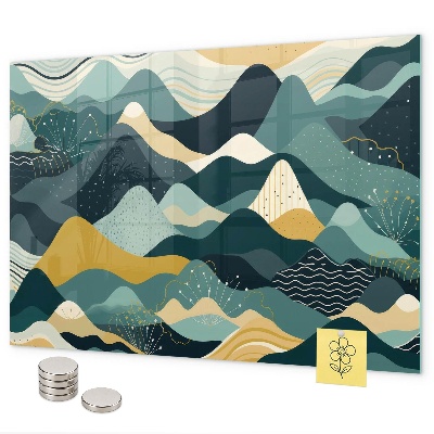 Pizarra magnética de cristal Montañas ilustrativas
