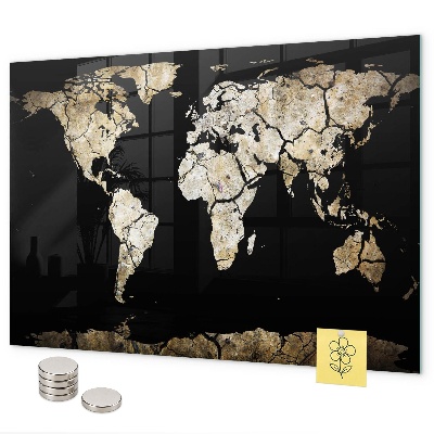 Pizarra magnética de cristal Mapa mundial de sequías