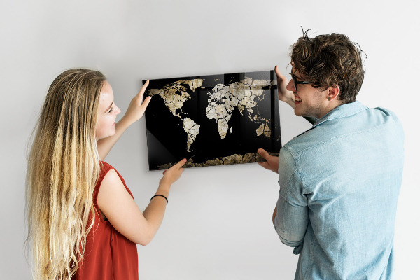 Pizarra magnética de cristal Mapa mundial de sequías