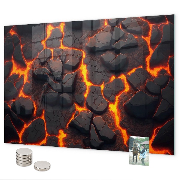 Pizarra magnética de cristal volcán de lava