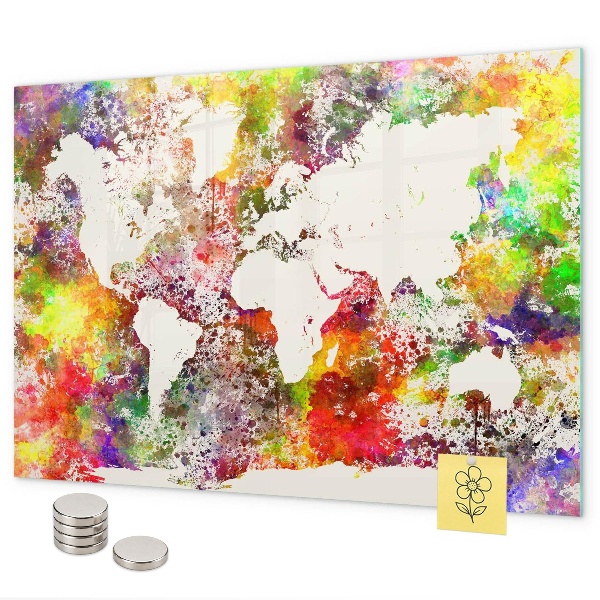 Pizarra magnética Mapa del mundo en acuarela