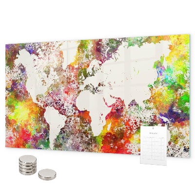 Pizarra magnética Mapa del mundo en acuarela