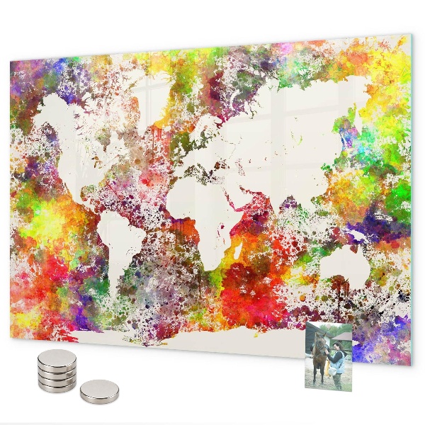 Pizarra magnética Mapa del mundo en acuarela