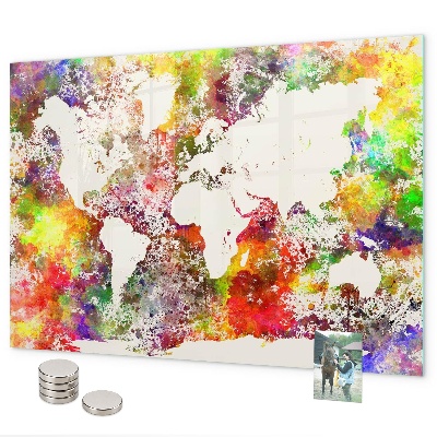 Pizarra magnética Mapa del mundo en acuarela