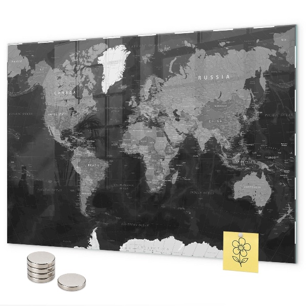 Pizarra magnética Mapa negro del mundo