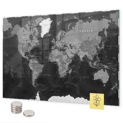 Pizarra magnética Mapa negro del mundo