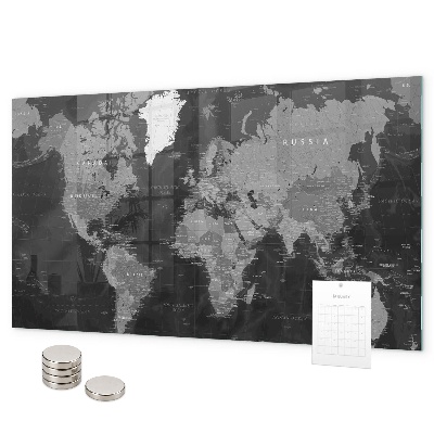 Pizarra magnética Mapa negro del mundo