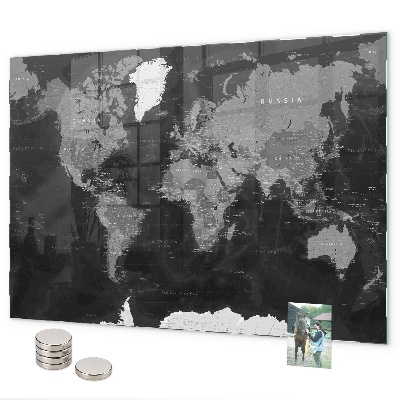 Pizarra magnética Mapa negro del mundo