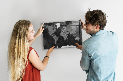 Pizarra magnética Mapa negro del mundo