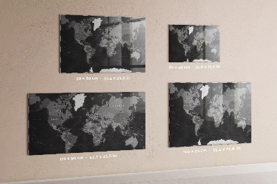 Pizarra magnética Mapa negro del mundo