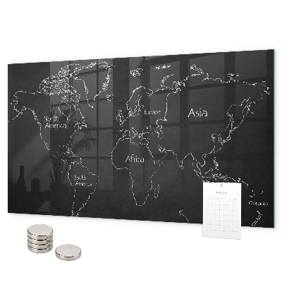 Pizarra magnética Países en el mapa mundial