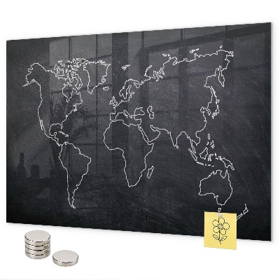 Pizarra magnética Esquema del mapa del mundo
