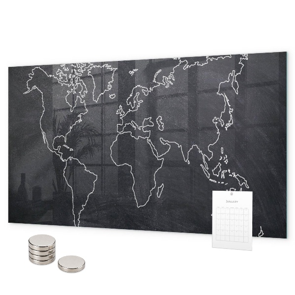 Pizarra magnética Esquema del mapa del mundo