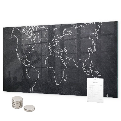 Pizarra magnética Esquema del mapa del mundo