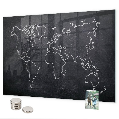Pizarra magnética Esquema del mapa del mundo