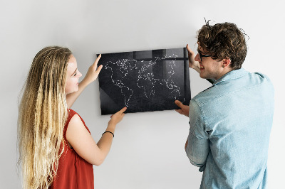 Pizarra magnética Esquema del mapa del mundo
