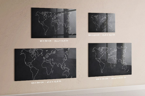 Pizarra magnética Esquema del mapa del mundo