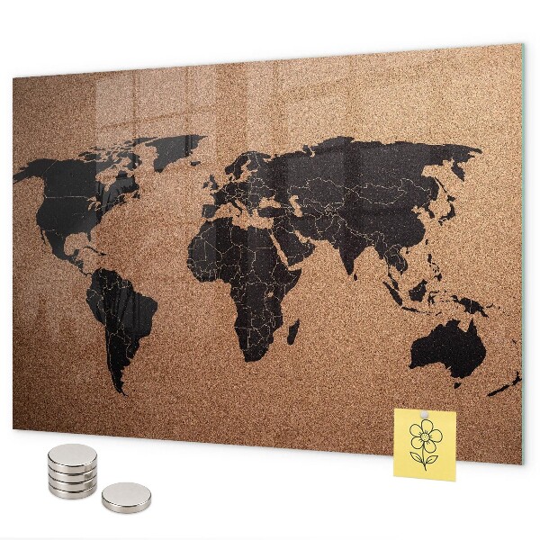 Pizarra magnética de cristal Mapa del mundo