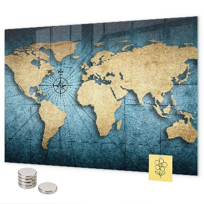 Pizarra magnética de cristal Mapa mundial en 3D