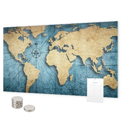 Pizarra magnética de cristal Mapa mundial en 3D