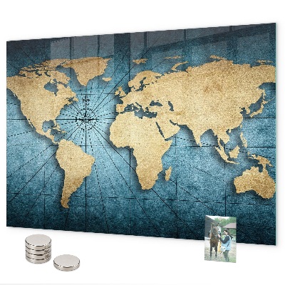 Pizarra magnética de cristal Mapa mundial en 3D