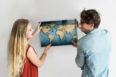 Pizarra magnética de cristal Mapa mundial en 3D