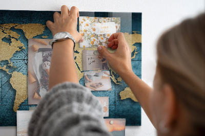 Pizarra magnética de cristal Mapa mundial en 3D