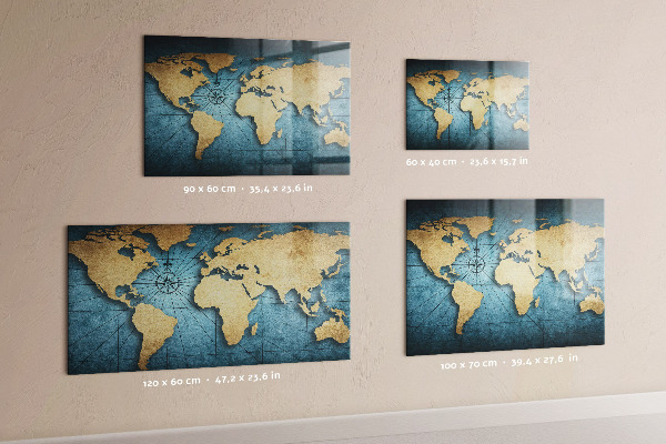 Pizarra magnética de cristal Mapa mundial en 3D
