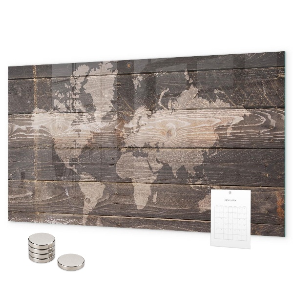 Pizarra magnética Mapa del mundo en madera