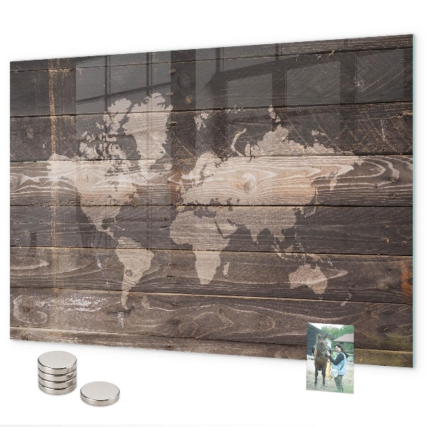 Pizarra magnética Mapa del mundo en madera