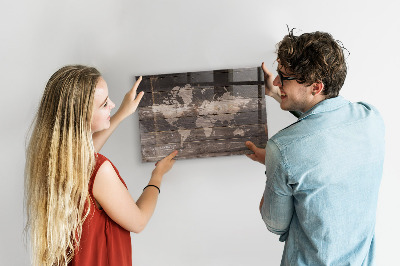Pizarra magnética Mapa del mundo en madera