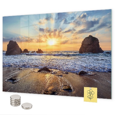 Pizarra magnética de cristal Atardecer en la playa