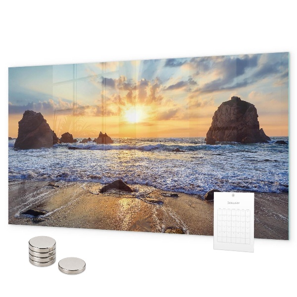 Pizarra magnética de cristal Atardecer en la playa