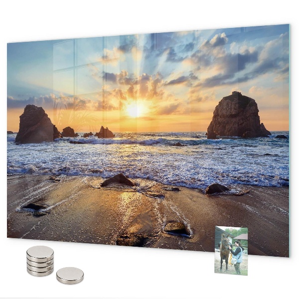 Pizarra magnética de cristal Atardecer en la playa