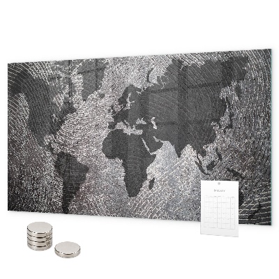 Pizarra magnética de cristal Mapa del mundo de hormigón