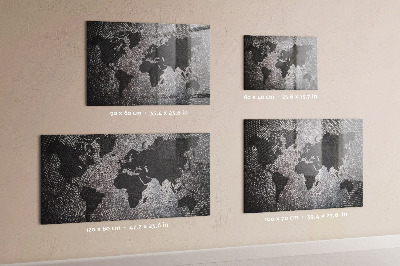 Pizarra magnética de cristal Mapa del mundo de hormigón