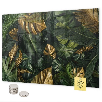 Pizarra magnética de cristal hojas de la selva