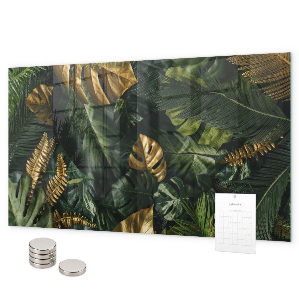 Pizarra magnética de cristal hojas de la selva
