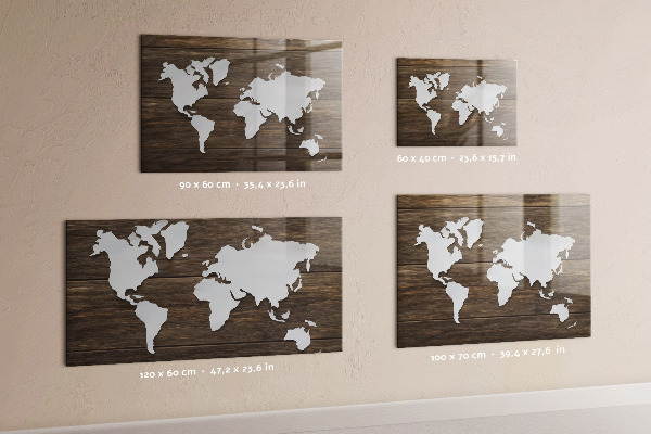 Pizarra magnética Mapa del mundo en tablas