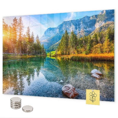 Pizarra magnética de cristal paisaje de montaña fluvial