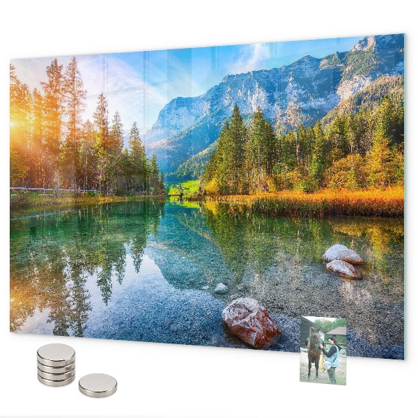 Pizarra magnética de cristal paisaje de montaña fluvial