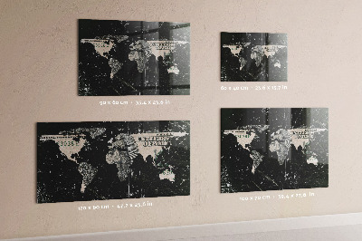 Pizarra magnética de cristal Mapa mundial del dólar